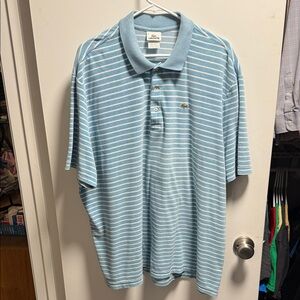 Lacoste Men’s Light Blue & White Striped Polo